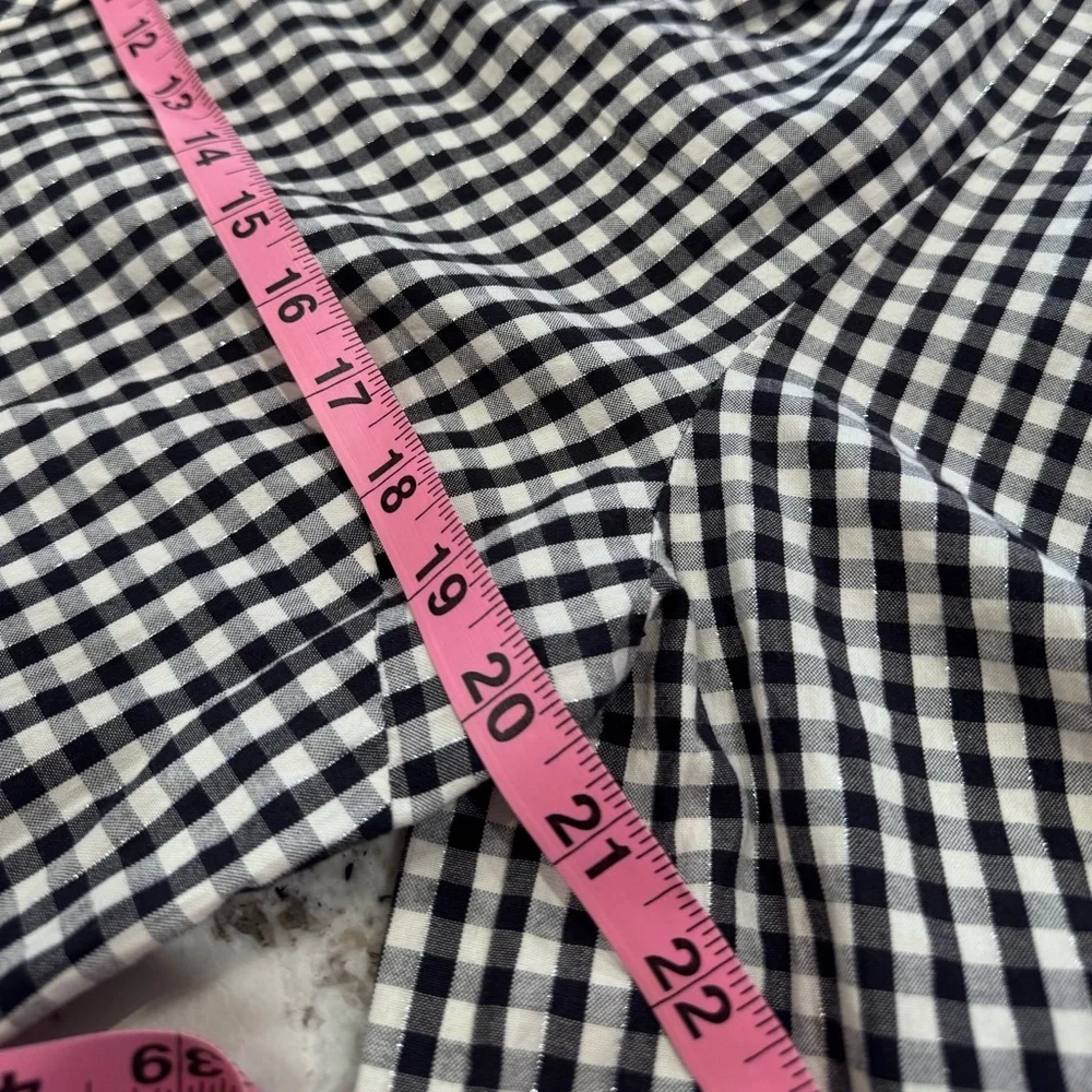 LOFT Black & Cream Gingham Tiered Mini Dress- size large - Picture 3 of 9